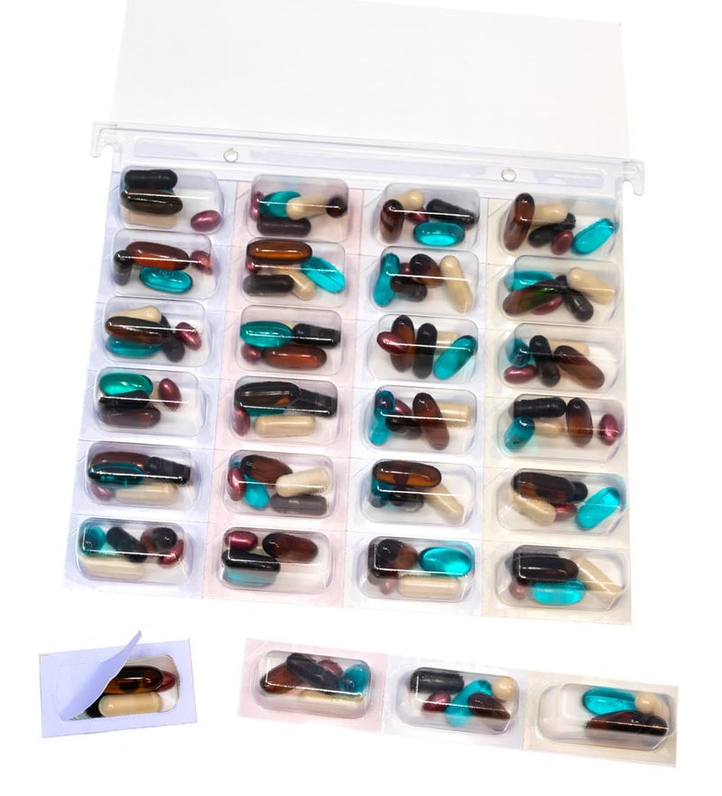 pill thing Cold Seal Medication Blister Cards, 2XL Controlled & Unit Dose Pill Packaging System 6 Pack, Color Coded, Easy Perforated Separation, No Sealing Equipment Needed - Image 1
